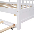 Lit cabane en bois, taille double/pleine, avec lit gigogne et étagère de rangement pour enfants, 4Q - ModernLuxe