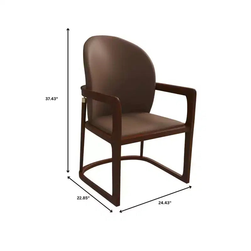 Chaise de salle à manger moderne LeisureMod Svelta Series avec cadre en bois massif et revêtement en cuir, assise confortable pour salles à manger
