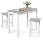 Costway Ensemble de table de bar 3 pièces Table à manger et 2 tabourets de bar en cuir PVC Marron rustique/Blanc