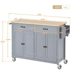 Îlot de cuisine mobile, Chariot de cuisine roulant avec 2 tiroirs, Meuble 4 portes, Îlot de cuisine sur roulettes pour cuisine d'hôtel ou salle à manger