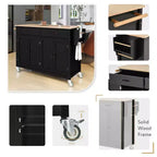 Îlot de cuisine mobile, Chariot de cuisine roulant avec 2 tiroirs, Meuble 4 portes, Îlot de cuisine sur roulettes pour cuisine d'hôtel ou salle à manger