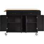 Îlot de cuisine mobile, Chariot de cuisine roulant avec 2 tiroirs, Meuble 4 portes, Îlot de cuisine sur roulettes pour cuisine d'hôtel ou salle à manger