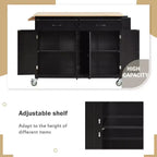Îlot de cuisine mobile, Chariot de cuisine roulant avec 2 tiroirs, Meuble 4 portes, Îlot de cuisine sur roulettes pour cuisine d'hôtel ou salle à manger