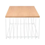 Table basse rectangulaire moderne LeisureMod Walden – Plateau en placage de bois avec piètement architectural en acier à nervures
