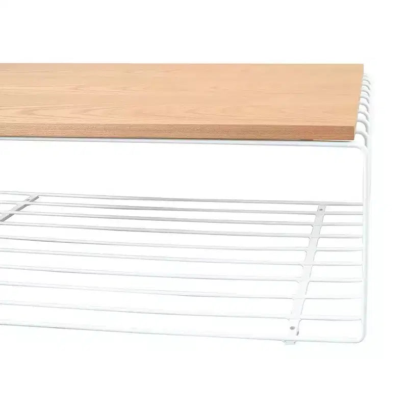 Table basse rectangulaire moderne LeisureMod Walden – Plateau en placage de bois avec piètement architectural en acier à nervures