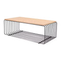 LeisureMod Walden Modern Rectangular Coffee Table - Wood Veneer Top with Architectural Ribbed Wireframe Steel Base