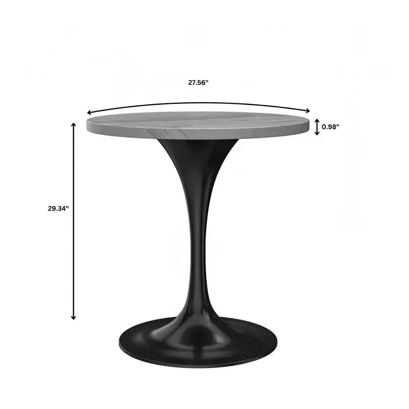 Table de salle à manger ronde LeisureMod Verve 36 - Plateau en résine moderne avec base piédestal en acier noir, table d'appoint pour salle à manger et cuisine contemporaines