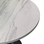 Table de salle à manger ronde LeisureMod Verve 36 - Plateau en résine moderne avec base piédestal en acier noir, table d'appoint pour salle à manger et cuisine contemporaines