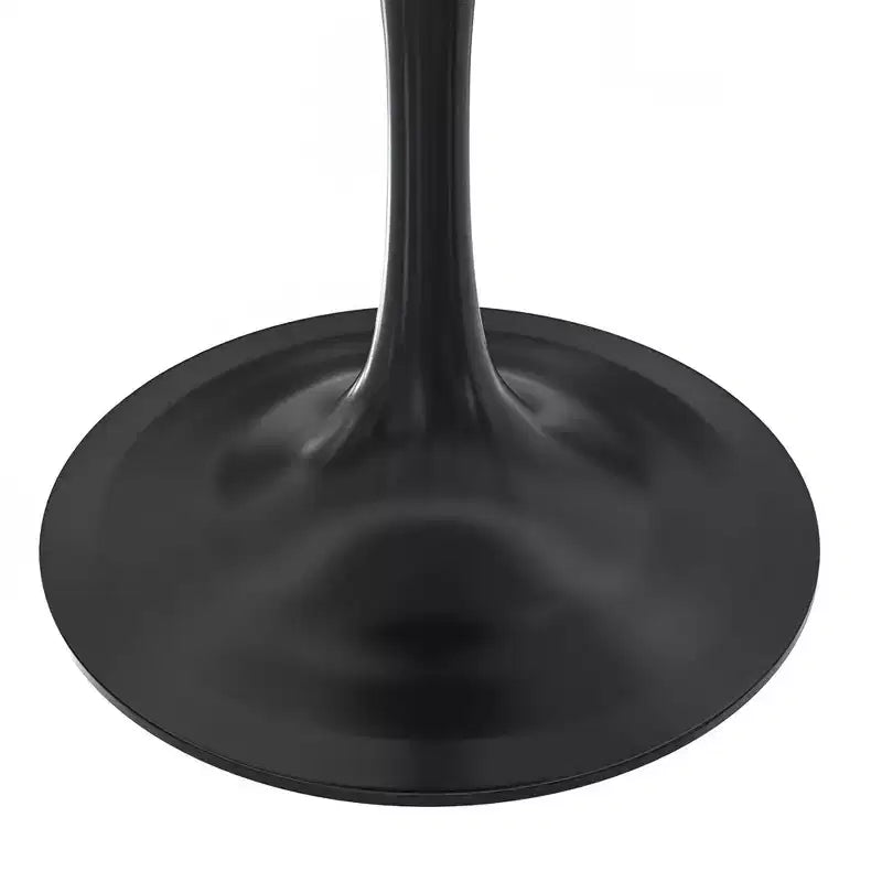 Table de salle à manger ronde LeisureMod Verve 36 - Plateau en résine moderne avec base piédestal en acier noir, table d'appoint pour salle à manger et cuisine contemporaines
