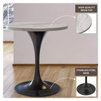 Table de salle à manger ronde LeisureMod Verve 36 - Plateau en résine moderne avec base piédestal en acier noir, table d'appoint pour salle à manger et cuisine contemporaines
