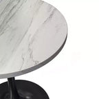 Table de salle à manger ronde LeisureMod Verve 36 - Plateau en résine moderne avec base piédestal en acier noir, table d'appoint pour salle à manger et cuisine contemporaines