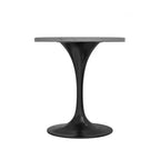 Table de salle à manger ronde LeisureMod Verve 36 - Plateau en résine moderne avec base piédestal en acier noir, table d'appoint pour salle à manger et cuisine contemporaines