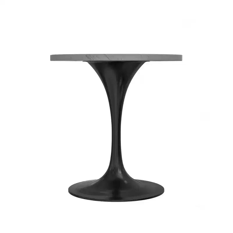 Table de salle à manger ronde LeisureMod Verve 36 - Plateau en résine moderne avec base piédestal en acier noir, table d'appoint pour salle à manger et cuisine contemporaines