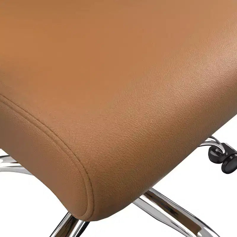 Chaise de bureau haute à dossier réglable LeisureMod Evander Rembourrage en cuir avec pivot, inclinaison et base chromée, chaise de bureau ergonomique pour bureau à domicile