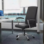 Chaise de bureau haute à dossier réglable LeisureMod Evander Rembourrage en cuir avec pivot, inclinaison et base chromée, chaise de bureau ergonomique pour bureau à domicile