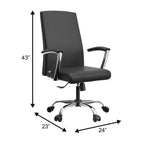 Chaise de bureau haute à dossier réglable LeisureMod Evander Rembourrage en cuir avec pivot, inclinaison et base chromée, chaise de bureau ergonomique pour bureau à domicile