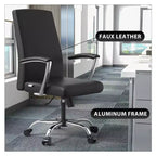Chaise de bureau haute à dossier réglable LeisureMod Evander Rembourrage en cuir avec pivot, inclinaison et base chromée, chaise de bureau ergonomique pour bureau à domicile