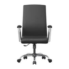 Chaise de bureau haute à dossier réglable LeisureMod Evander Rembourrage en cuir avec pivot, inclinaison et base chromée, chaise de bureau ergonomique pour bureau à domicile