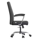 Chaise de bureau haute à dossier réglable LeisureMod Evander Rembourrage en cuir avec pivot, inclinaison et base chromée, chaise de bureau ergonomique pour bureau à domicile