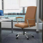 Chaise de bureau haute à dossier réglable LeisureMod Evander Rembourrage en cuir avec pivot, inclinaison et base chromée, chaise de bureau ergonomique pour bureau à domicile