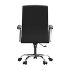 Chaise de bureau haute à dossier réglable LeisureMod Evander Rembourrage en cuir avec pivot, inclinaison et base chromée, chaise de bureau ergonomique pour bureau à domicile