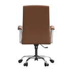 Chaise de bureau haute à dossier réglable LeisureMod Evander Rembourrage en cuir avec pivot, inclinaison et base chromée, chaise de bureau ergonomique pour bureau à domicile