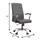 Chaise de bureau haute à dossier réglable LeisureMod Evander Rembourrage en cuir avec pivot, inclinaison et base chromée, chaise de bureau ergonomique pour bureau à domicile
