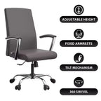 Chaise de bureau haute à dossier réglable LeisureMod Evander Rembourrage en cuir avec pivot, inclinaison et base chromée, chaise de bureau ergonomique pour bureau à domicile