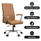Chaise de bureau haute à dossier réglable LeisureMod Evander Rembourrage en cuir avec pivot, inclinaison et base chromée, chaise de bureau ergonomique pour bureau à domicile