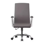 Chaise de bureau haute à dossier réglable LeisureMod Evander Rembourrage en cuir avec pivot, inclinaison et base chromée, chaise de bureau ergonomique pour bureau à domicile