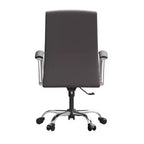 Chaise de bureau haute à dossier réglable LeisureMod Evander Rembourrage en cuir avec pivot, inclinaison et base chromée, chaise de bureau ergonomique pour bureau à domicile