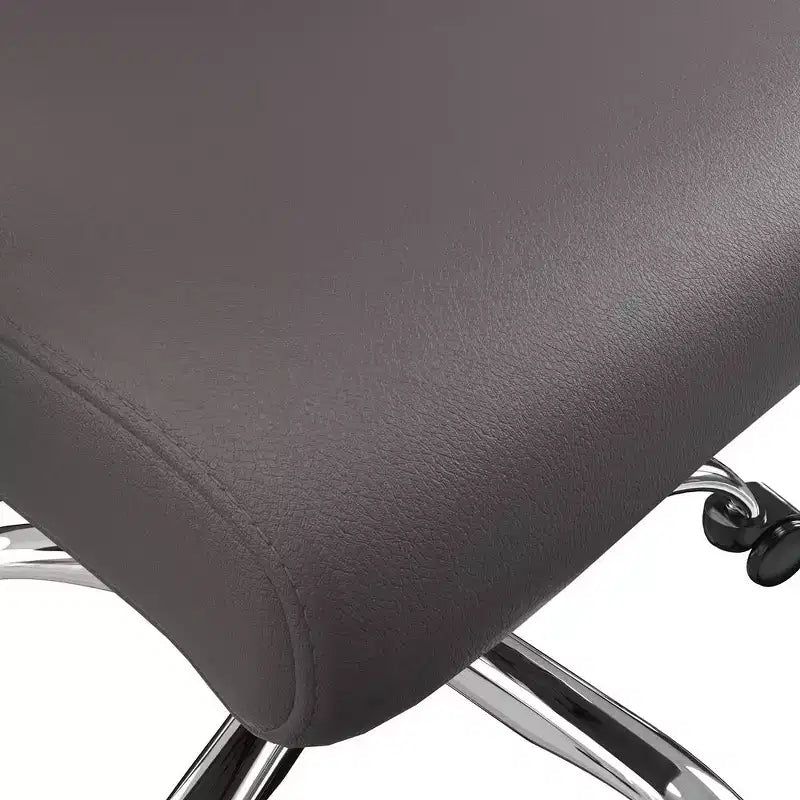 Chaise de bureau haute à dossier réglable LeisureMod Evander Rembourrage en cuir avec pivot, inclinaison et base chromée, chaise de bureau ergonomique pour bureau à domicile