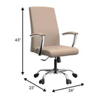 Chaise de bureau haute à dossier réglable LeisureMod Evander Rembourrage en cuir avec pivot, inclinaison et base chromée, chaise de bureau ergonomique pour bureau à domicile