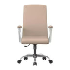 Chaise de bureau haute à dossier réglable LeisureMod Evander Rembourrage en cuir avec pivot, inclinaison et base chromée, chaise de bureau ergonomique pour bureau à domicile