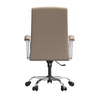 Chaise de bureau haute à dossier réglable LeisureMod Evander Rembourrage en cuir avec pivot, inclinaison et base chromée, chaise de bureau ergonomique pour bureau à domicile