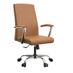 LeisureMod Evander Adjustable High-Back Office Chair  Leather Upholstery with Swivel, Tilt, and Chrome Base, Ergonomic Desk Chair for Home Office