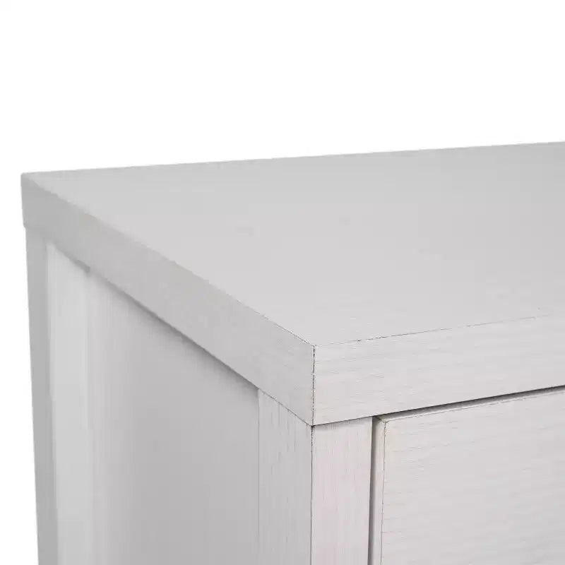 Buffet-Bahut Merrick Lane à trois tiroirs en bois composite avec trois portes d'armoire en verre trempé pour salle à manger/cuisine