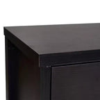 Buffet-Bahut Merrick Lane à trois tiroirs en bois composite avec trois portes d'armoire en verre trempé pour salle à manger/cuisine