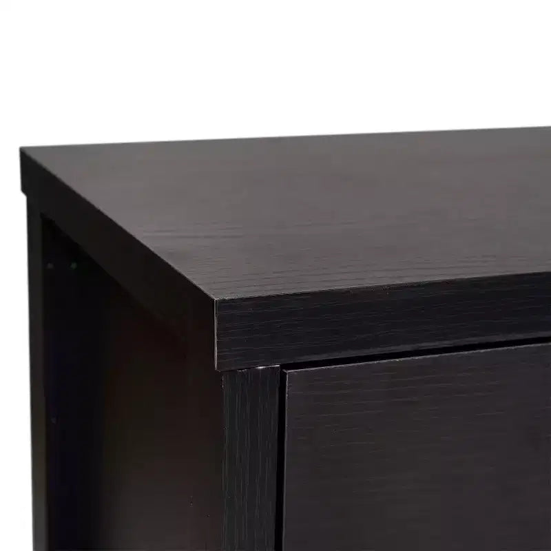 Buffet-Bahut Merrick Lane à trois tiroirs en bois composite avec trois portes d'armoire en verre trempé pour salle à manger/cuisine