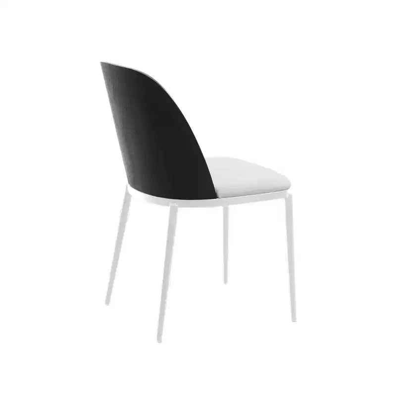 LeisureMod Tule – Lot de 2 chaises de salle à manger modernes avec assise en similicuir, velours ou daim et structure en acier blanc – Cuisine, salle à manger, maison, café, sièges
