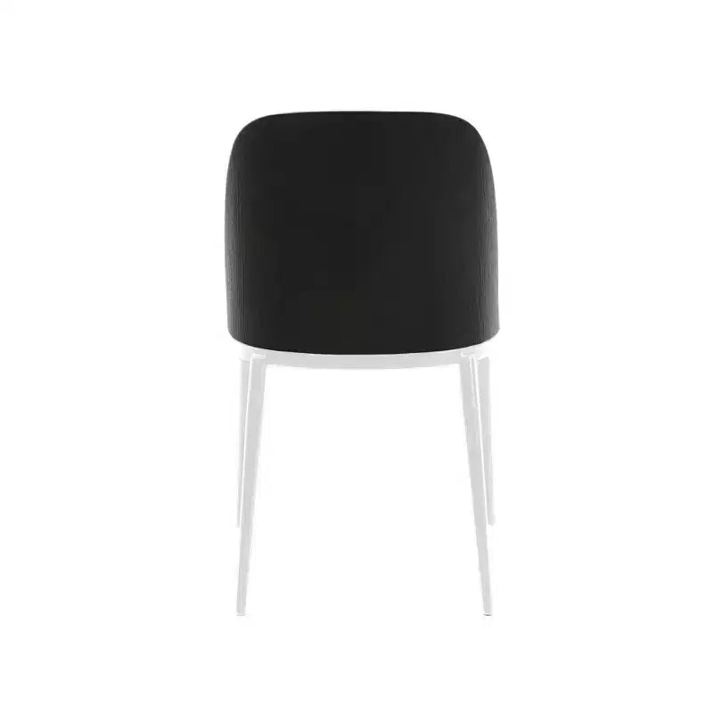 LeisureMod Tule – Lot de 2 chaises de salle à manger modernes avec assise en similicuir, velours ou daim et structure en acier blanc – Cuisine, salle à manger, maison, café, sièges