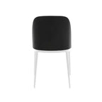 LeisureMod Tule – Lot de 2 chaises de salle à manger modernes avec assise en similicuir, velours ou daim et structure en acier blanc – Cuisine, salle à manger, maison, café, sièges
