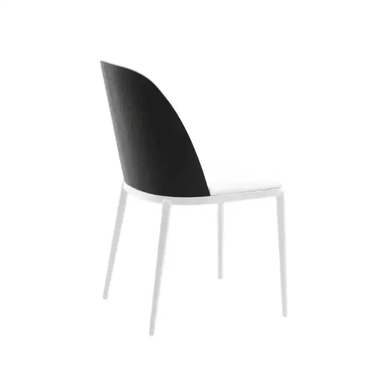 LeisureMod Tule – Lot de 2 chaises de salle à manger modernes avec assise en similicuir, velours ou daim et structure en acier blanc – Cuisine, salle à manger, maison, café, sièges