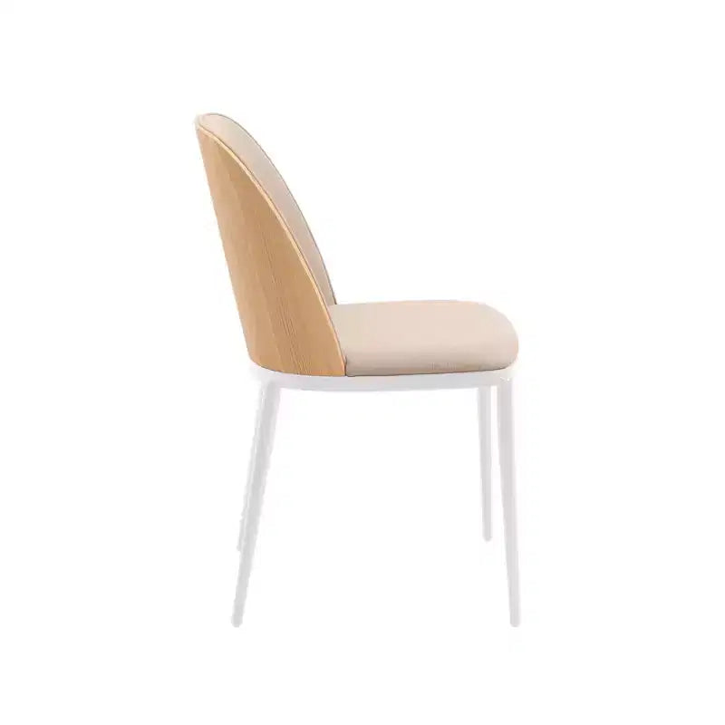 LeisureMod Tule – Lot de 2 chaises de salle à manger modernes avec assise en similicuir, velours ou daim et structure en acier blanc – Cuisine, salle à manger, maison, café, sièges