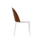 LeisureMod Tule – Lot de 2 chaises de salle à manger modernes avec assise en similicuir, velours ou daim et structure en acier blanc – Cuisine, salle à manger, maison, café, sièges
