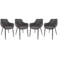 LeisureMod Markley Leather Dining Chair Set of 4 with Black Metal Legs and Upholstered Seat, Ideal for Kitchen, Dining Room, Office, Lounge, or Cafe