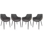 LeisureMod Markley Leather Dining Chair Set of 4 with Black Metal Legs and Upholstered Seat, Ideal for Kitchen, Dining Room, Office, Lounge, or Cafe
