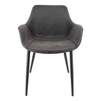 LeisureMod Markley - Lot de 4 chaises de salle à manger en cuir avec pieds en métal noir et assise rembourrée, idéales pour la cuisine, la salle à manger, le bureau, le salon ou le café