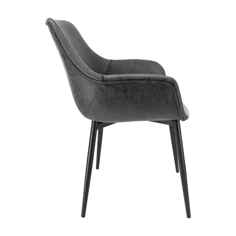 LeisureMod Markley - Lot de 4 chaises de salle à manger en cuir avec pieds en métal noir et assise rembourrée, idéales pour la cuisine, la salle à manger, le bureau, le salon ou le café