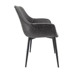 LeisureMod Markley - Lot de 4 chaises de salle à manger en cuir avec pieds en métal noir et assise rembourrée, idéales pour la cuisine, la salle à manger, le bureau, le salon ou le café